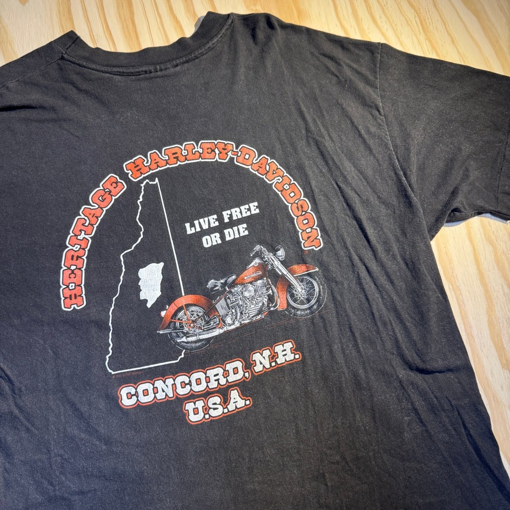 Harley-Davidson Men's Heritage Graphic T-Shirt Black Concord NH Vintage Size XXL